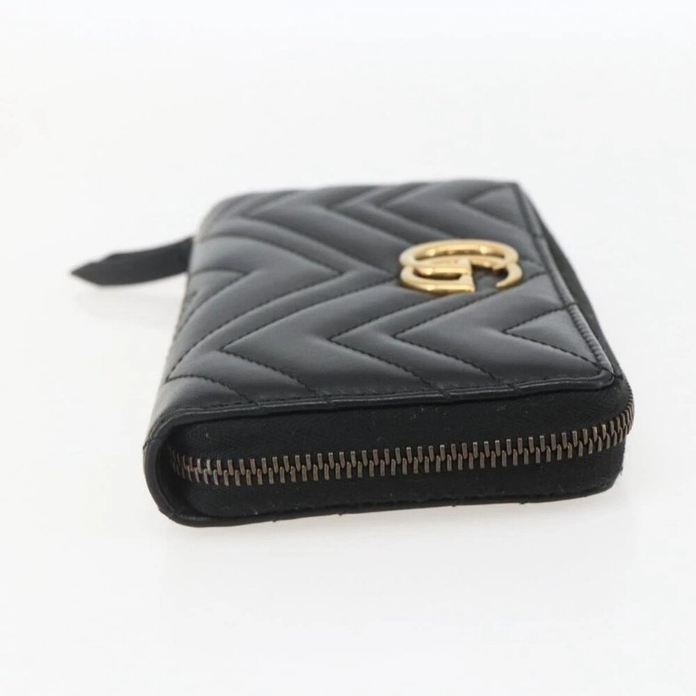 GUCCI GG Marmont Round Long Wallet Leather Black 443123 Auth am10264V - Picture 6 of 16